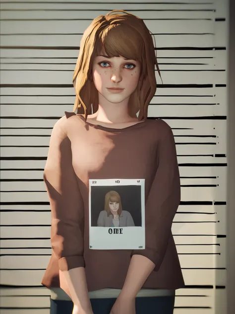 score_9, score_8_up, score_7_up, score_6_up, score_5_up, score_4_up, BREAK, source_cartoon, source_anime, 1girl, maxine_caufield_byammpu, brown hair, long hair, blue eyes, freckles, mugshot, holding sign, looking at viewer <lora:MaxCaulfield_XL:1>