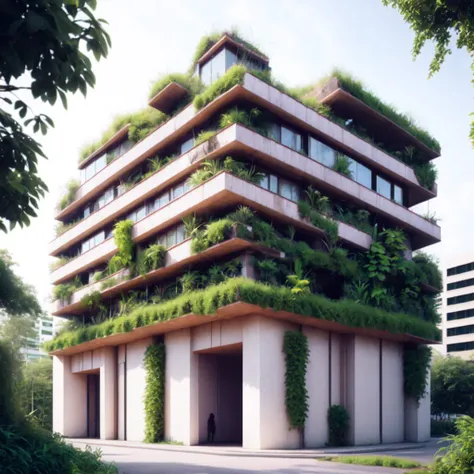 photo, building with a lot of plants growing on it (overgrown style:1) <lora:djzovergrownv21:1>