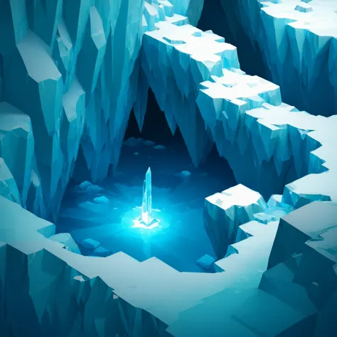 a close up of a small waterfall in a very big blue cave