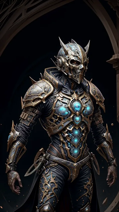 (fractalized, fractal_environment:1.3),  4K, uhd, style fantasy, master piece, detailed, grim, medieval, realistic, ultra detailed armor ,blood knight, cosmic armor made of black iron, tall, dynamic action pose,<lora:fractalized:0.6>