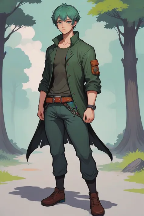 anime style, full body, character concept art, (full body:1.2), 1boy, man, ruggedly handsome, solo, [:fantastical costume design...