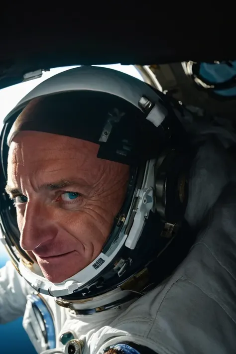 mark kelly <lora:senate_006_mark_kelly:0.65> , face closeup, face focus, shirt, formal, suit, collared shirt, white shirt, jacket,
Wearing a classic astronaut suit, floating in space with Earth visible in the background,
best quality, masterpiece, HDR, pro...