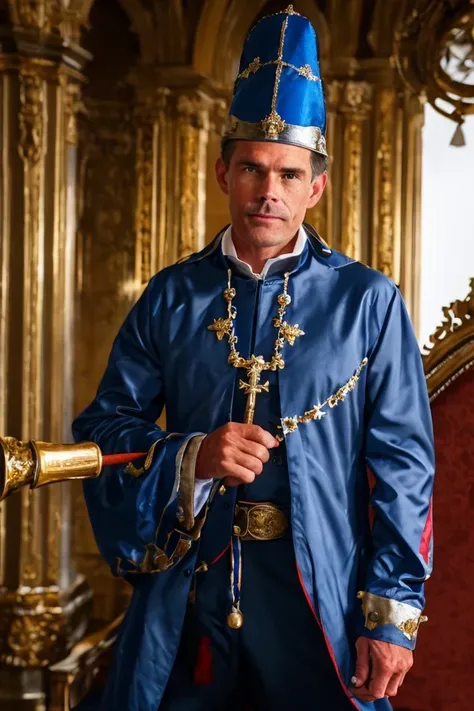 martin heinrich <lora:senate_061_martin_heinrich:0.65> , face closeup, face focus, shirt, formal, suit, collared shirt, white shirt, jacket,
Clad in a medieval jester outfit with bells on the hat, standing in a castles throne room, holding a scepter with a...