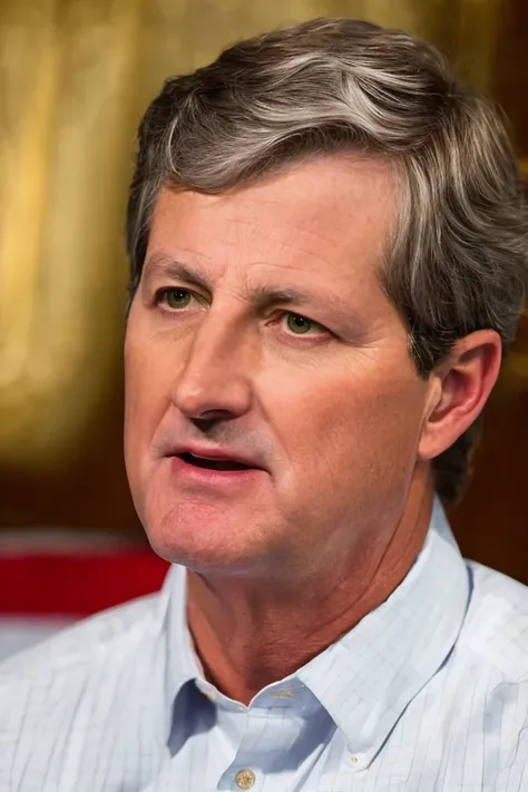 john kennedy <lora:senate_036_john_kennedy:0.65> , face closeup, face focus, shirt, formal, suit, collared shirt, white shirt, jacket,
American flag at background ,
best quality, masterpiece, HDR, professional, studio quality, highres,