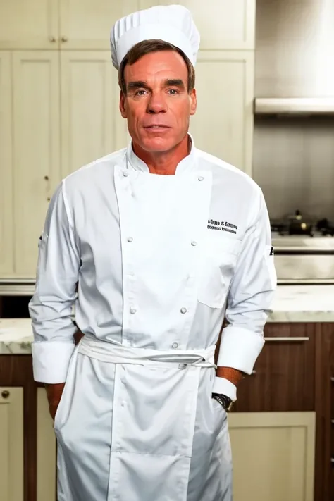 mark warner <lora:senate_091_mark_warner:0.65> , face closeup, face focus, shirt, formal, suit, collared shirt, white shirt, jacket,
wearing a chef hat and apron, with a kitchen in the background,
best quality, masterpiece, HDR, professional, studio qualit...