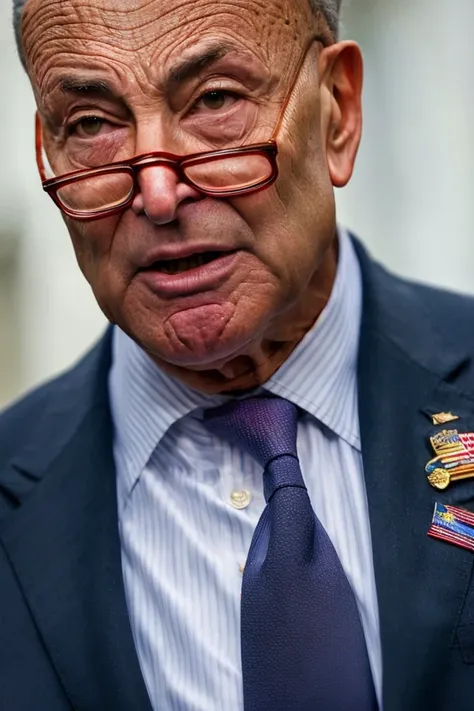 chuck schumer <lora:senate_063_chuck_schumer:0.65> , face closeup, face focus, shirt, formal, suit, collared shirt, white shirt, jacket,
capitol hill at background,
best quality, masterpiece, HDR, professional, studio quality, highres,