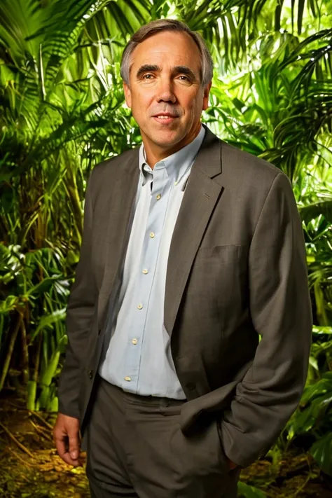 jeff merkley <lora:senate_074_jeff_merkley:0.65> , face closeup, face focus, shirt, formal, suit, collared shirt, white shirt, jacket,
Wearing a safari outfit with pith helmet, standing in a jungle setting,
best quality, masterpiece, HDR, professional, stu...