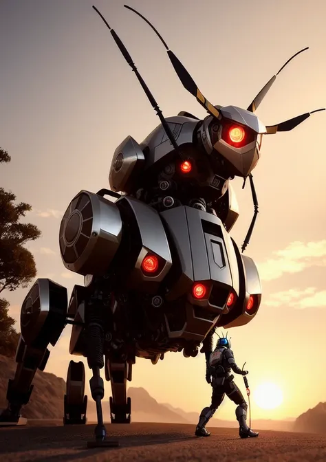(extremely detailed CG octane render 8k wallpaper), full shot body photo of a (((sci-fi))) insects (robot) (((insect))), red details, gold details, bionic, pattern, ((electronic)), (((circuit board))), blueprint, schematic, a black hexagonal futuristic alien landscape in the background, ornate, shiny, polished, metallic, reflections, professional majestic oil painting by Ed Blinkey, Atey Ghailan, Studio Ghibli, by Jeremy Mann, Greg Manchess, Antonio Moro, trending on ArtStation, trending on CGSociety, Intricate, High Detail, Sharp focus, dramatic, by midjourney, realism, beautiful and detailed lighting, shadows, by Jeremy Lipking, by Antonio J. Manzanedo, by Frederic Remington, by HW Hansen, by Charles Marion Russell, by William Herbert Dunton