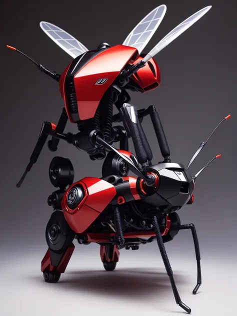 (extremely detailed cg octane render 8k wallpaper), full shot body photo of a (((sci-fi))) insects (robot) (((insect))), red det...