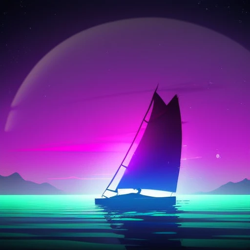 (neonskiesai)++, a sailboat sailing the sea