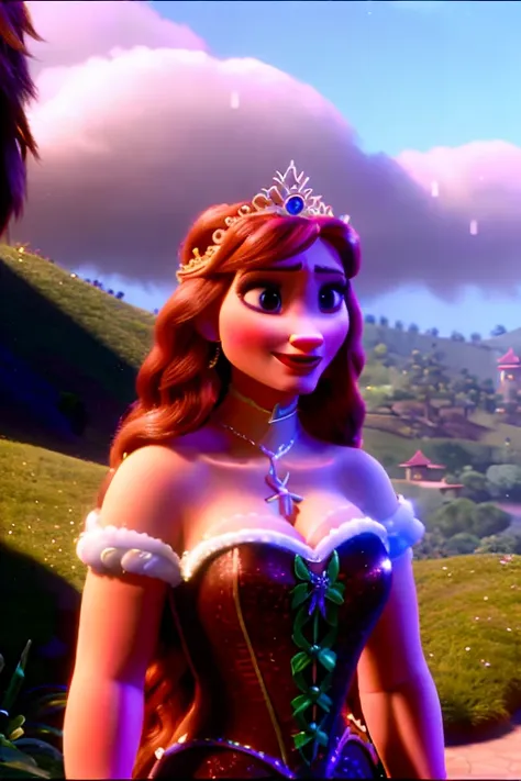 (modern disney style:1.1), ((christina hendricks as a princess)), close up