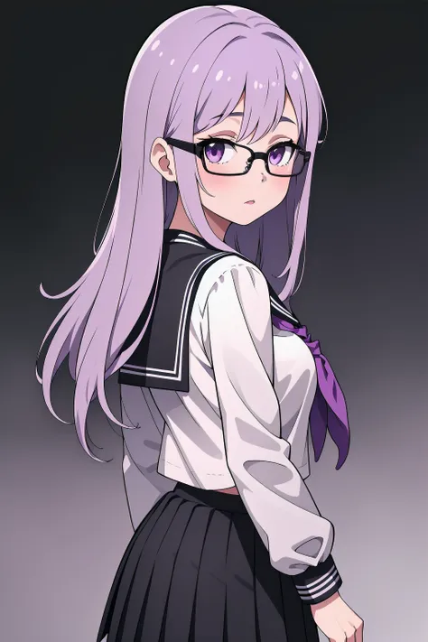 a close up of a person with glasses and a skirt