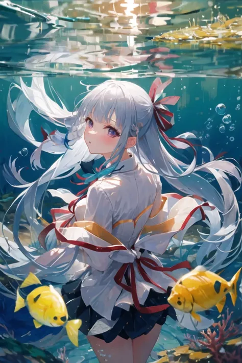 <lora:euphyllia_magenta:1>
euphyllia_magenta, braid, long silver hair, bubble, air_bubble, underwater, fish, submerged, solo, wa...