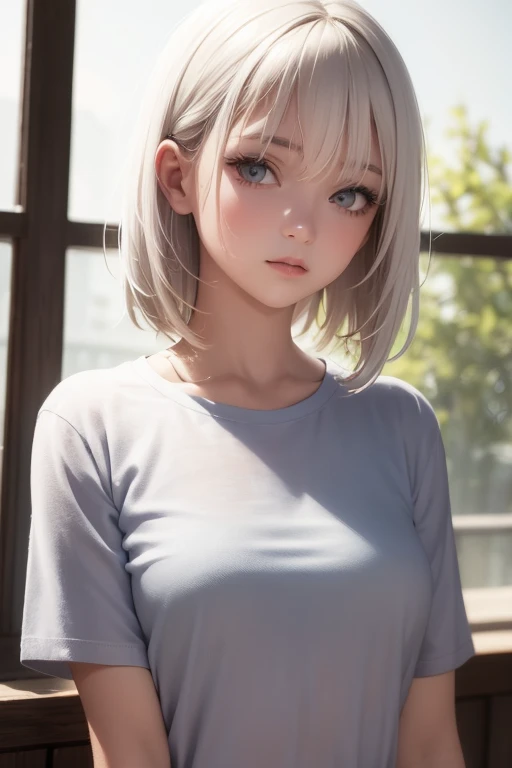 masterpiece,best quality,1girl,upper body,white hair,bright eyes,shirts,