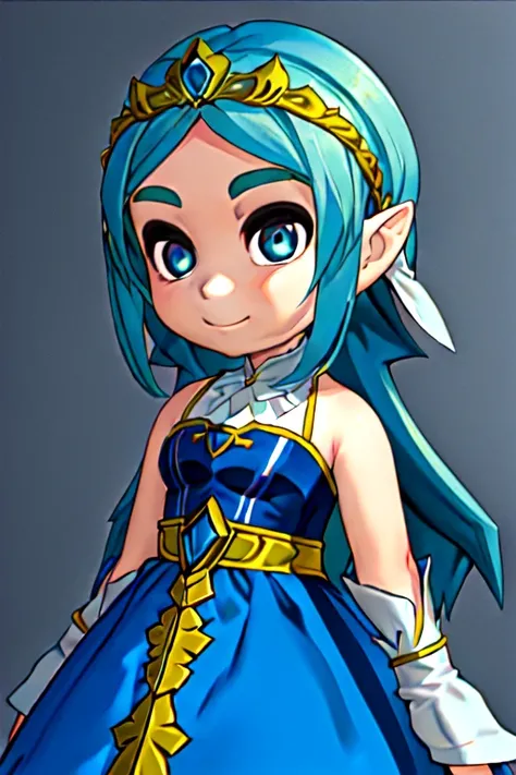 1girl,,<lora:TFM_Chibi_Zelda:0.6> inside of a large blue diamond, wearing a pink dress