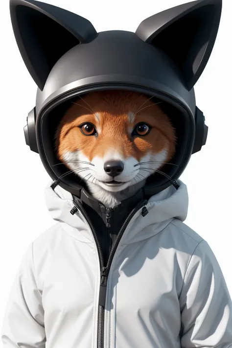 cute anthropomorphic little fox, hazmat outfit, character design, highly detailed, digital art, cinematic lighting, white background, sharp