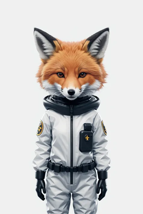 cute anthropomorphic little fox, hazmat outfit, character design, highly detailed, digital art, cinematic lighting, white background, sharp