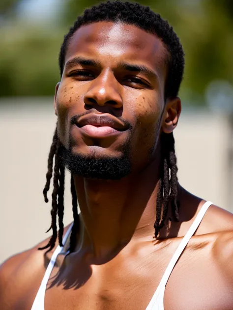 full frame, Close portrait, cute, male model, athletic White and Black African male, cream spotty skin, long brown hair, olive eyes, (skin texture), skin pores, shallow depth of field, sharp eye focus, backlit