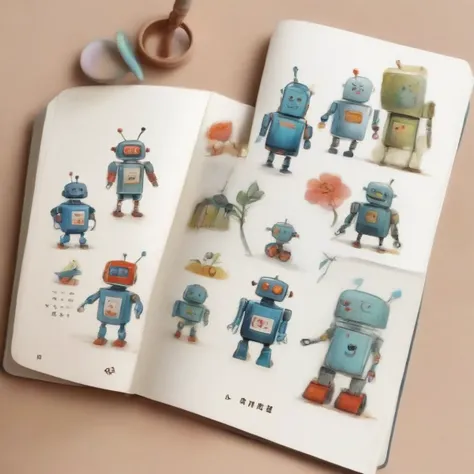 Small robots, cute illustrations, illustrations with a picture book-like touch