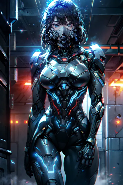 a woman in a futuristic suit standing in a room