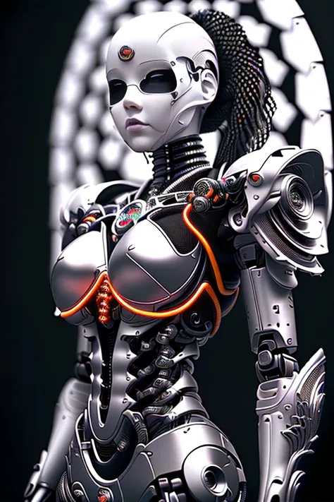 nousr robot, complex 3d render ultra detailed of a beautiful death angel, biomechanical cyborg, analog, 150 mm lens, beautiful n...