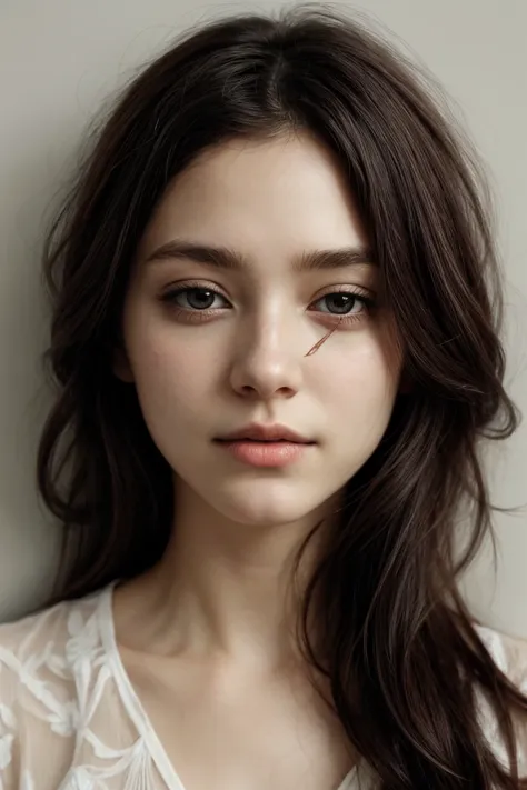 a woman with long hair and a white top posing for a picture