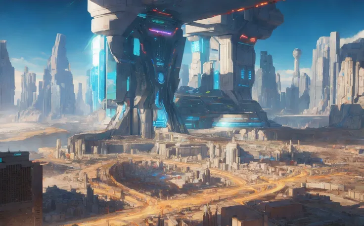 landscape of a futuristic sci fi city, sci fi, ultra realistic, high resolution, city