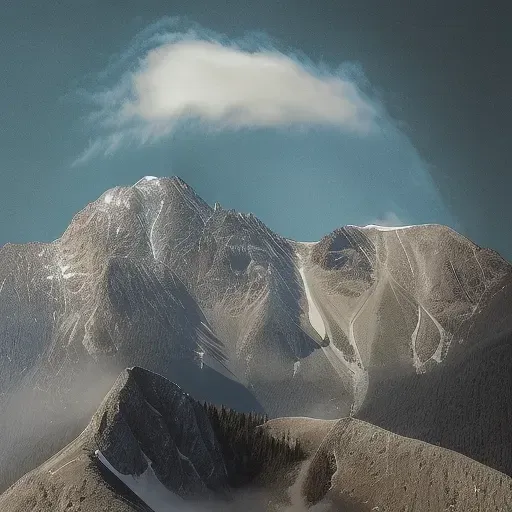 there is a snow covered mountain with a cloud in the sky