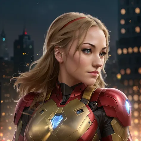 happy yvonne strahovski suit iron-woman , iron-man costume , magic ironman suit backgound, full body shot , detailed face , detailed eyes , real face, fitness body , full body shot , beautiful face , hd , without blure , costume , highly detailed, digital ...