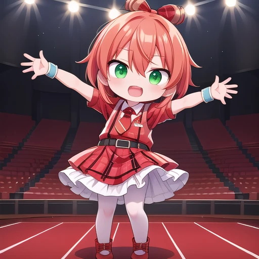 1girl, (chibi:1.4), solo, nice hands, perfect hands
BREAK
(Enchant:1.4), (red theme:1.5), ((red plaid pattern, tone on tone):1.4), (idol uniform:1.2), (fusion of sleeveless (red plaid pattern) vest and red sundress:1.4), (red tie:1.4), ((red plaid pattern)...