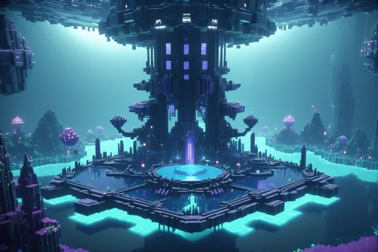 8k cg render, pixelcore, a Occult fantasy underwater megastructure outside of the multiverse, masterpiece<lora:EnvyPixelcoreXL01:1.6>