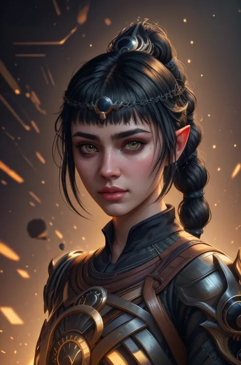 PA7_Photo PA7_Human-Likeness PA7_Portrait-MCU BREAK <lora:dsshadowheart_lc:1> dsshadowheart, (black hair, long hair, ponytail, bangs, braid, hair ornament, pointy ears, green eyes, circlet, armor, breastplate, pauldrons) <lora:Neonpunkai-8:0.8> Neonpunkai,...