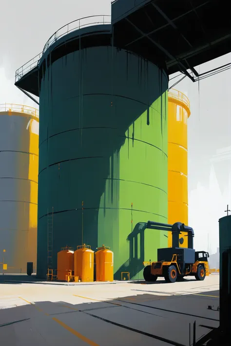 rough brushy digital painting, sketch, fuel production facilities<lora:envystarlightdigitalpainting04:1>