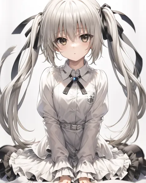 detailed,masterpiece,ultra-detailed,(solo),(1girl),(delicate eyes),(white background:1.3), kasugano sora , twintails,hair_ribbon...