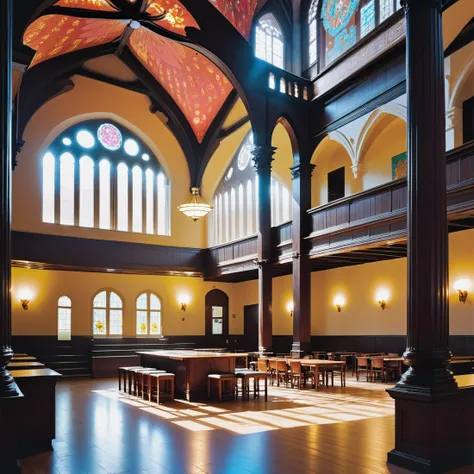 well-lit interior, in a Bohemian university