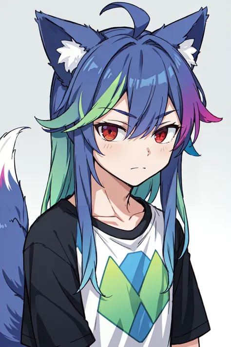 a close up of a person with a cat ears and a shirt