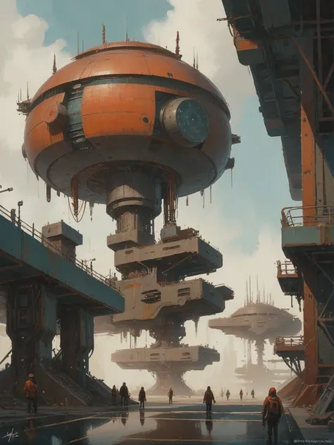 a close up of a futuristic city with a giant structure