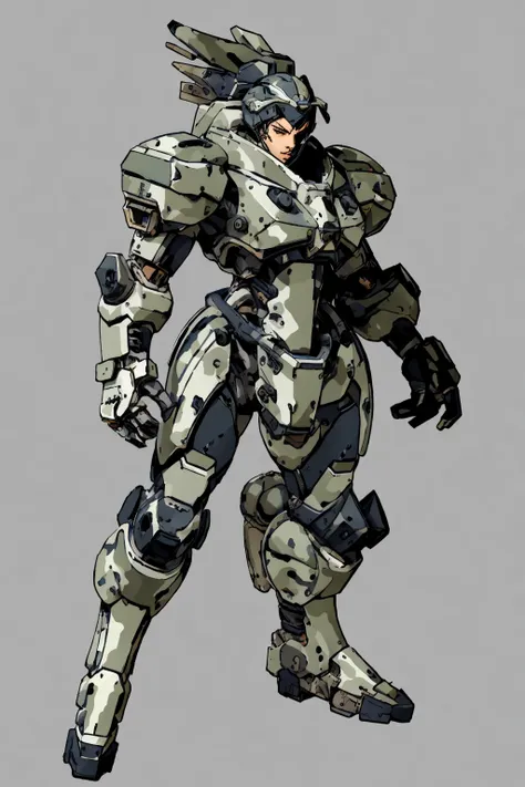 1 female soldier  in a big bulky futuristic armor   Parrley_armor ,in the desert,  camouflage, battlefield,  ww2, dynamic pose, rocket propulsion
(( complex background))
shinkawa youji
((masterpiece,concept art)),  
  <lora:shinkawa_youji_offset:1> <lora:P...