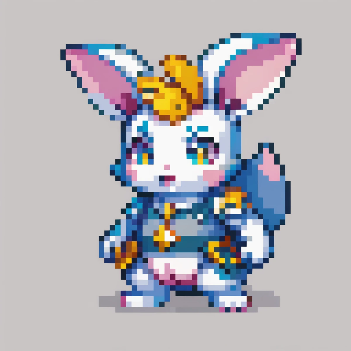 PixArFK, sprite, anime-style pixel art, 16-bit jrpg asset, animal, facing right, chibi rabbit, grey background<lora:PixelArtRedmond-Lite64:1><lora:EnvyCuteXL06:1>