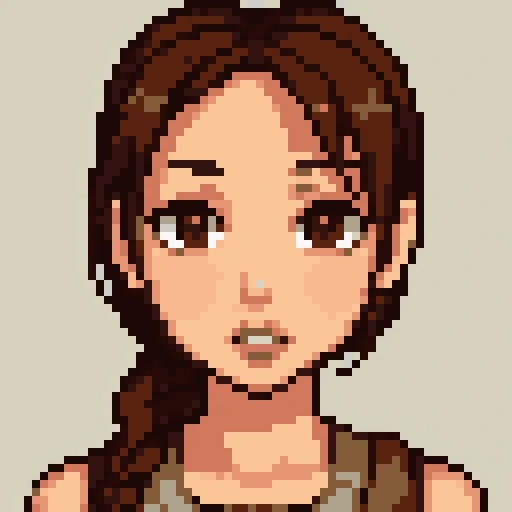 <lora:Vintage_Lara_Croft:1> 1 girl, solo,brown hair, braid, sks lara, single braid, (brown eyes), wearing tank top, shorts, lips, looking at the viewer, close up ((portrait)), focus on face, blurred background, __location__