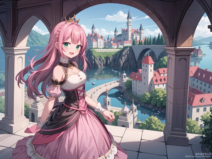 insanely detailed, absurdres, ultra-highres, ultra-detailed, best quality,
1 girl, solo, nice hands, perfect hands,
BREAK,
(wearing princess dress), teara,
happy smile, laugh, open mouth,
standing,
from side, cowboy shot, looking at viewer,
BREAK,
slender,...