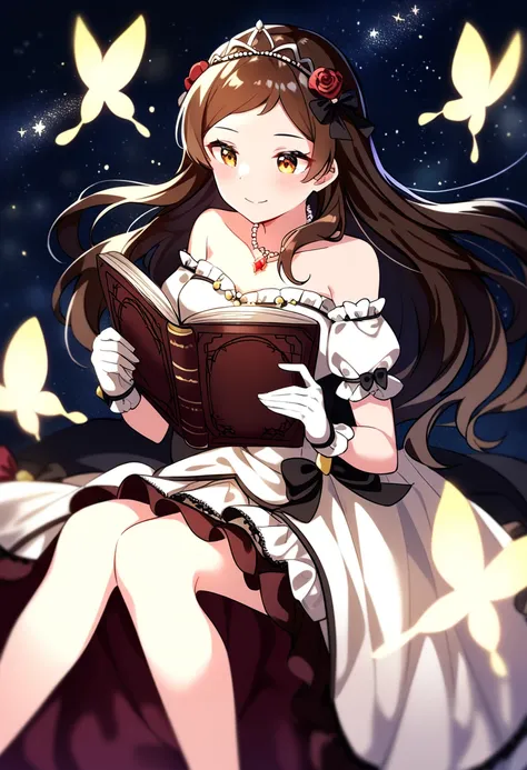 masterpiece, best quality, very aesthetic, absurdres,
kitazawa shiho, princess story, 1girl, solo, book, bug, brown hair, tiara,...