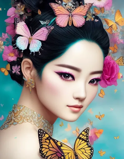 a highly detailed and hyper realistic portrait of a gorgeous japanese goddess, by alberto seveso and lisa frank, trending on art...