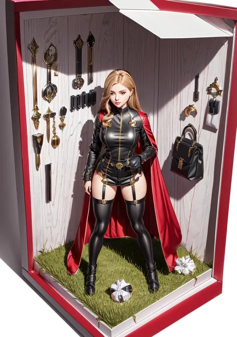 premium playset toy box, (masterpiece, best quality, ultra detailed, absurdres), (diorama:1.2), action figure box, 
  (inboxDollPlaySetQuiron style), the superheoine  jean grey  from xmen,  (plastic toy playset pack),  inside gift box,
  <lora:quiron_inbox...