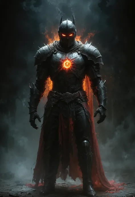 Presence: The Black Knight looms like a specter in the darkness, his imposing figure casting a long, foreboding shadow. Eyes: Glowing orbs of crimson pierce through the gloom, radiating an intense, predatory gaze that freezes the bravest of souls. Voice: H...