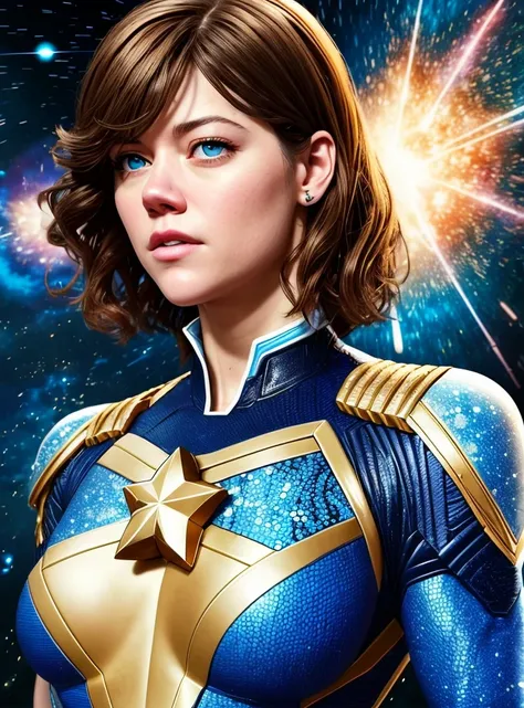 mary elizabeth winstead as a real-life version of captain universe \(marvel comics\), ultra realistic highly detailed intricate ...