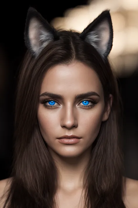 Kitch, sparkling blue eyes, Voluptuous, large breasts, formal blouse,  ProfessionalDetail <lora:Kitch_Full:0.4> AmericanHeritage-Pos DSLRQuality-Realism, Miqote, cat ears, animal ears,