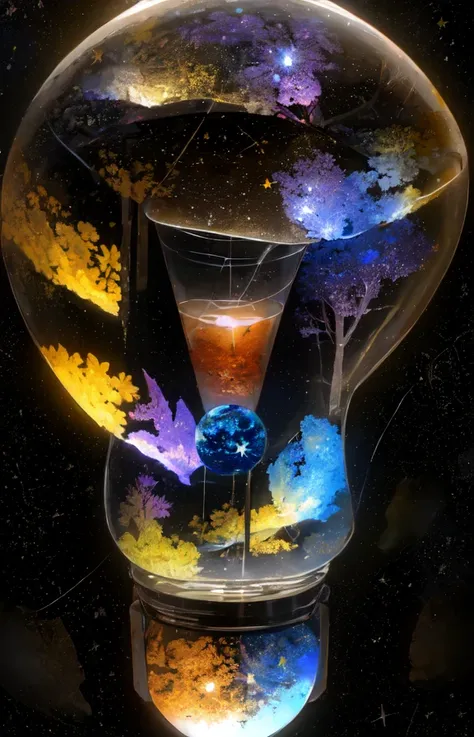 no human, light bulb, glass ball, the universe, stars, galaxy, bright