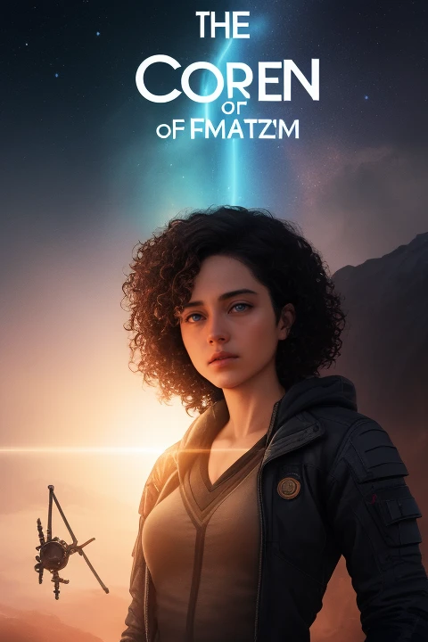 poster for "The Art of Creation," a science fiction film. The poster should feature the protagonist, a (brilliant, confident) woman with (short, curly) hair and (intense, piercing) hazel eyes, along with a laboratory setting and examples of impossible crea...