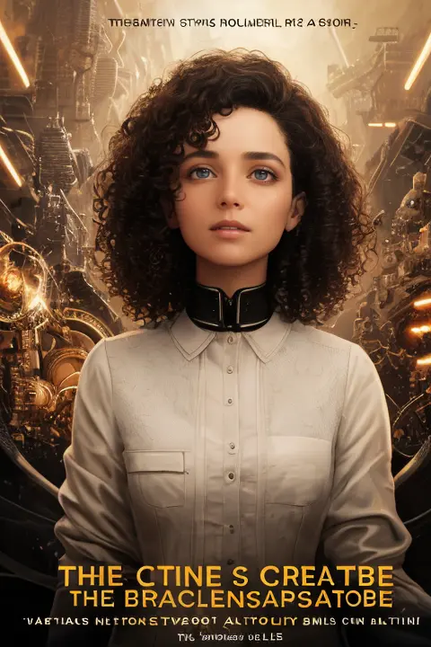 poster for "The Art of Creation," a science fiction film. The poster should feature the protagonist, a (brilliant, confident) woman with (short, curly) hair and (intense, piercing) hazel eyes, along with a laboratory setting and examples of impossible crea...